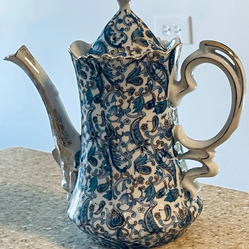 Lefton China Vintage Hand Painted Coffee / Tea  Pot # NE1972